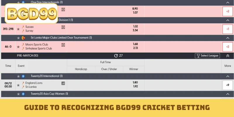 Guide to recognizing BGD99 cricket betting