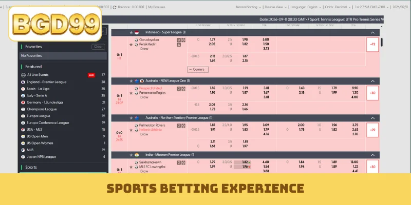 Sports betting experience