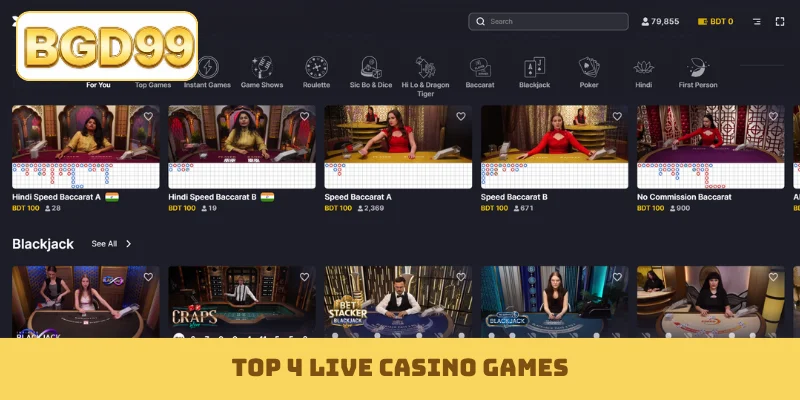 TOP 4 live casino games